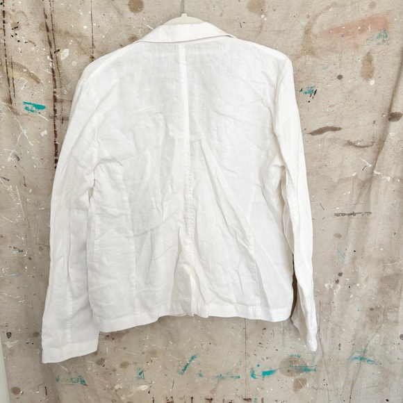 Eileen Fisher White Organic Linen Blazer - Picture 3 of 4